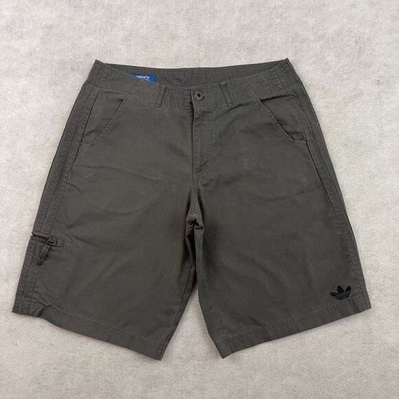 Adidas Chino Shorts Mens Size Medium Gray Three Stripes Utility Cargo Pocket - Picture 3 of 14